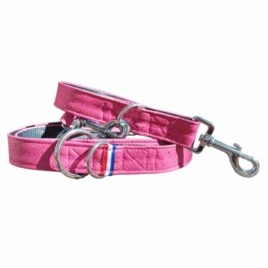 Laisse 3 positions en cuir de liège Rose