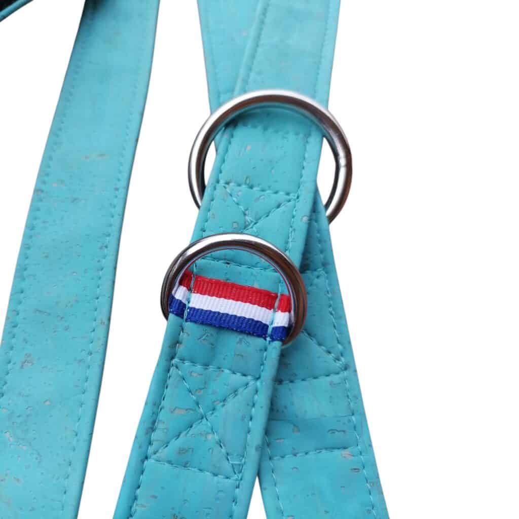 Laisse 3 positions en cuir de liège Bleu