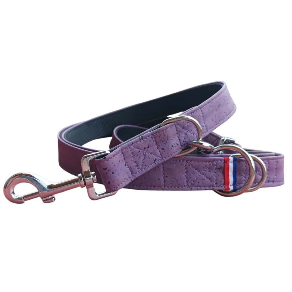 Laisse 3 positions en cuir de liège Violet – Image 2