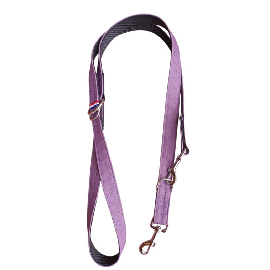 Laisse 3 positions en cuir de liège Violet – Image 3